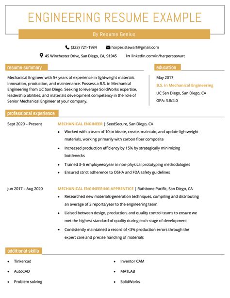 15 Engineering Resume Examples And Writing Guide For 2024