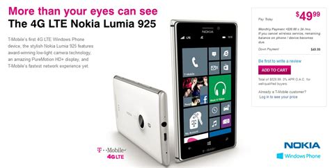 Lumia 925 Now Available At T Mobile For Just 49 On Contract Or 529