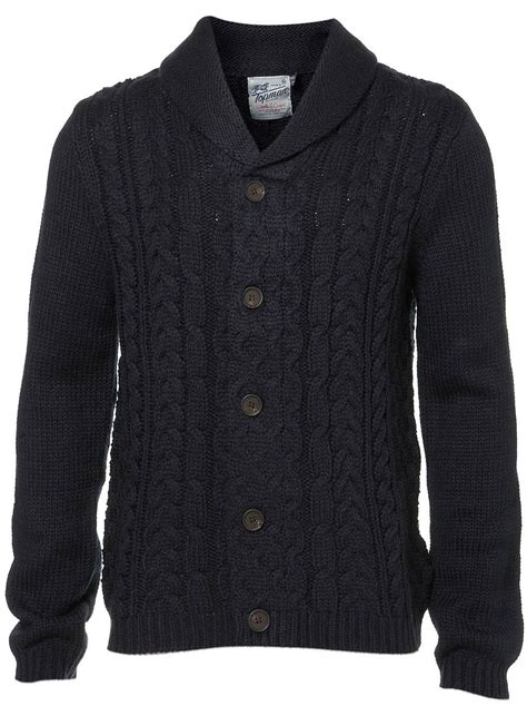 Navy Elbow Patch Cable Knit Cardigan Topman Mens Fashion Fall Mens