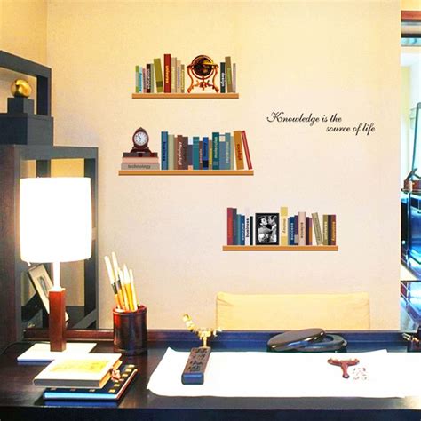 Elegant Study Imitation Bookshelves Books Wall Decal Home Sticker Paper