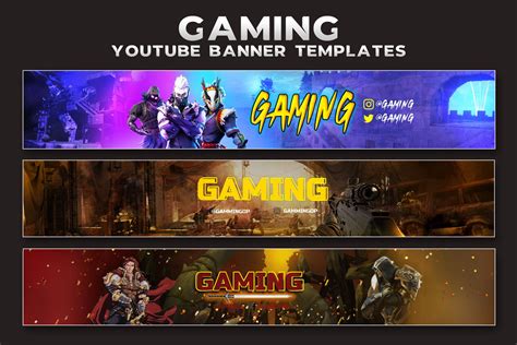 3 Youtube Gaming Banner Template Psd Social Media Templates