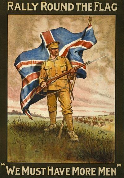 Wa39 Vintage Wwi Rally Round The Flag British Recruitment Poster Ww1 A1