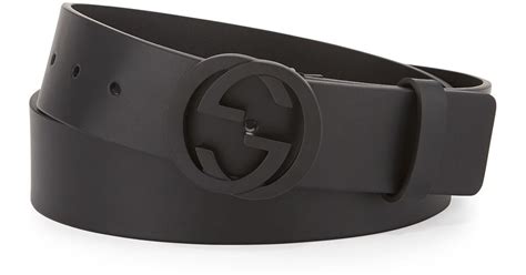 Gucci Leather Belt With Interlocking G Buckle In Black Lyst