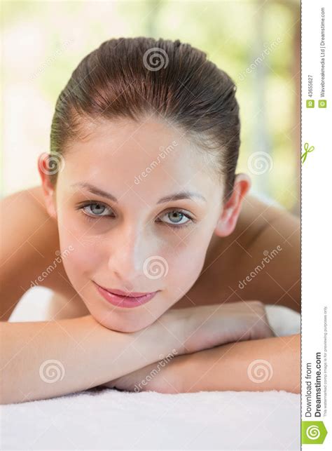 Beautiful Woman Lying On Massage Table At Spa Center Stock Image Image Of Female Care 43655627