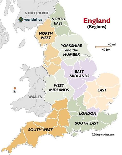 England Map Showing Regions