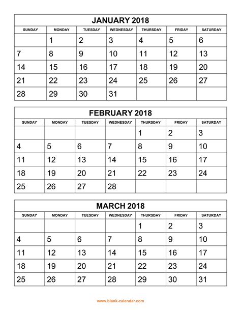 Free Download Printable Calendar 2018 3 Months Per Page 4 Pages