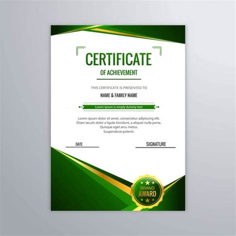 Certificado Abstracto En Color Verde Descargar Vectores Gratis