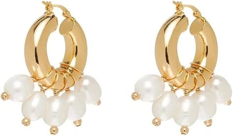 Bohemia Pearl Hoop Earrings Gold Circle Jewelry Handmade Boho Earrings