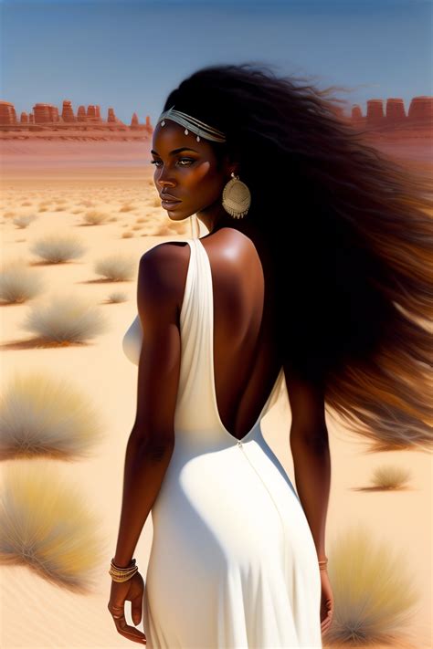 Lexica A Black Woman With Long Flowing Hair And A Flowing White Dress