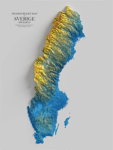 Shaded Relief Map Of Sweden By Visualgeomaticsca Maps On The Web