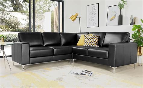 Baltimore Black Leather Corner Sofa Furniture And Choice