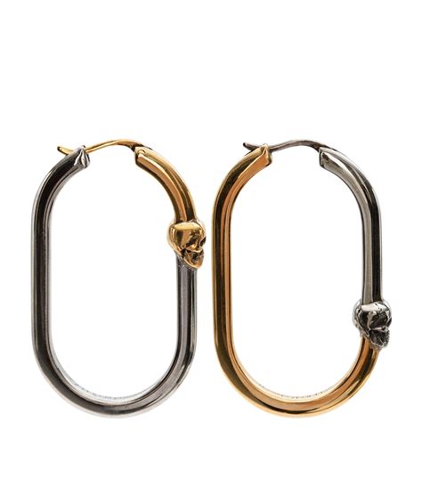 Alexander Mcqueen Two Tone Skull Hoop Earrings Harrods Uk