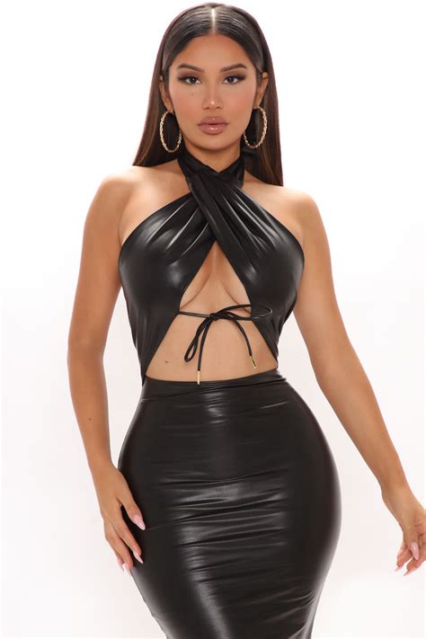 Simply In Love Faux Leather Midi Dress Black Dresses Fashion Nova