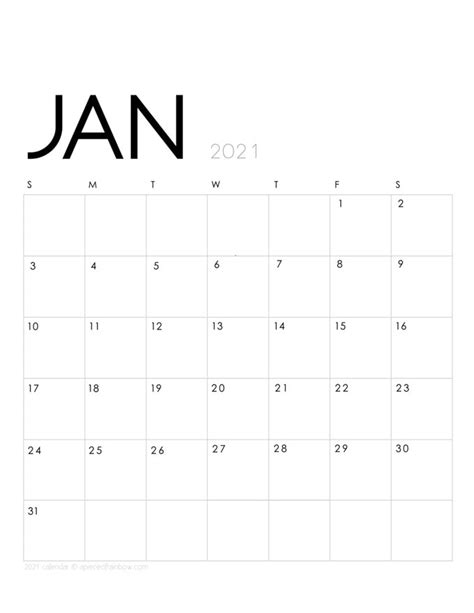 Printable January 2021 Calendar Monthly Planner 2 Designs Flowers