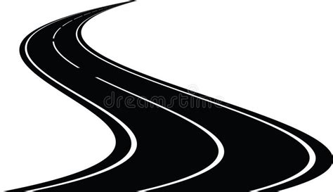 Silhouette Of A Curved Road Stock Vector Illustration Of Direction