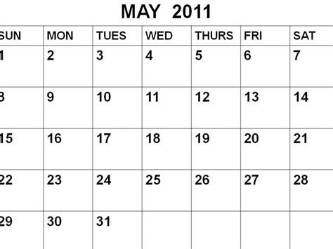 Free Printable Calendar May 2011