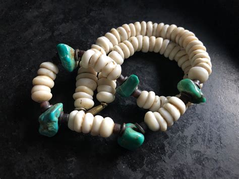 Vintage Bell Trading Puka Shell Necklace With Turquoise Nuggets Very