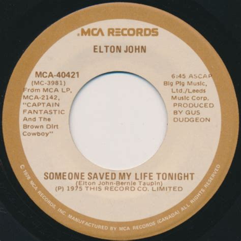 Elton John Someone Saved My Life Tonight 1978 Vinyl Discogs