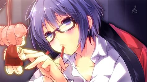 Glasses Purple Hair Hidamari Sketch Meganekko Anime Girls
