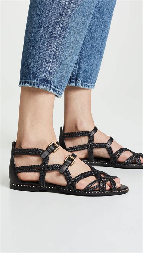 See By Chloé Leather Katie Braided Sandals In Nero Black Lyst