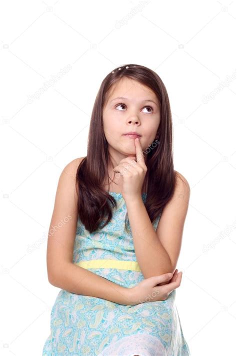 Little Girl Looking Up And Thinking Stock Photo By ©lanych 52397845