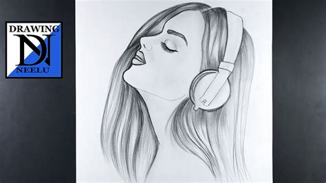 Drawing Girl With Headphone Easy Drawing Face Girl Pencil Girl