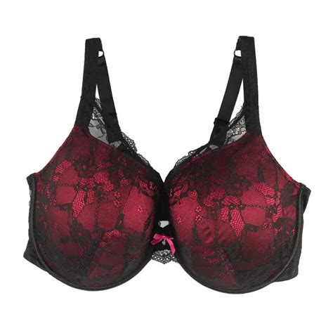 Super Large Bra For Women Blackred Color Push Up Sexy Lace Bra Full