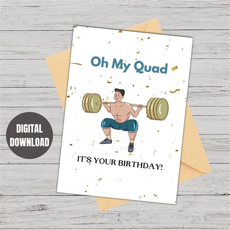 Oh My Quad Gym Card Man Gym Gifts Gym Card For Him Etsy Birthday