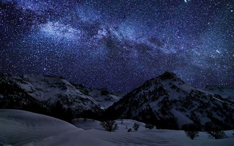 Fondos De Pantalla Paisaje Montañas Galaxia Naturaleza Cielo Nieve Invierno Estrellas