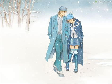 anime couple winter winter couple poses hd wallpaper pxfuel
