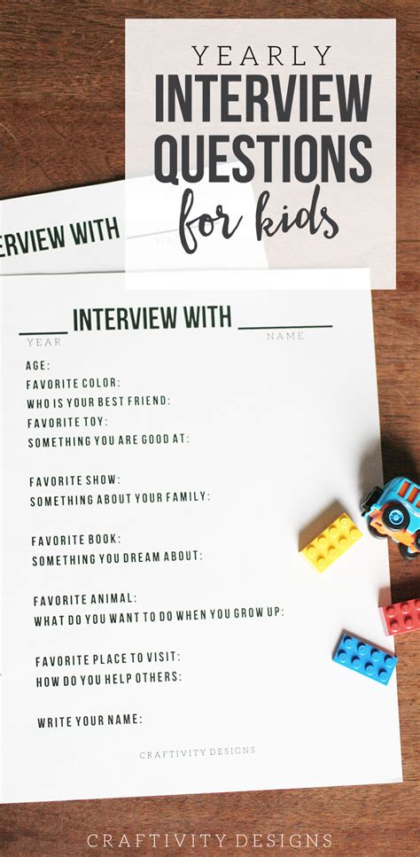 Yearly Interview Questions For Kids Craftivity Designs