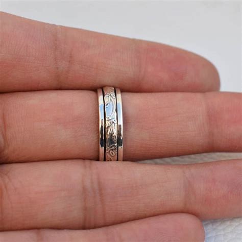 Spinner Ring 925 Sterling Silver Anxiety Ring Fidget Ring Etsy