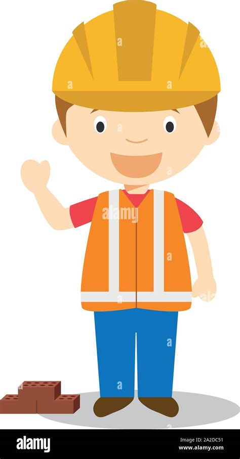 Cute Cartoon Vector Illustration Of A Builder Stock Vector Image And Art