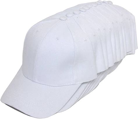 Blank Adjustable Baseball Cap 12 Pack White At Amazon Mens