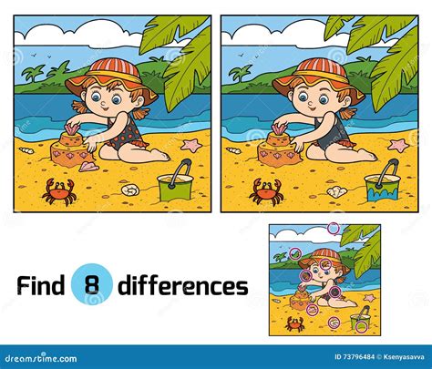 Find Differences Crab And Background Vector Illustration