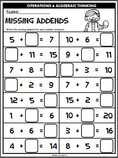 Free Printable 1st Grade Common Core Math Worksheets Week Of Mourning