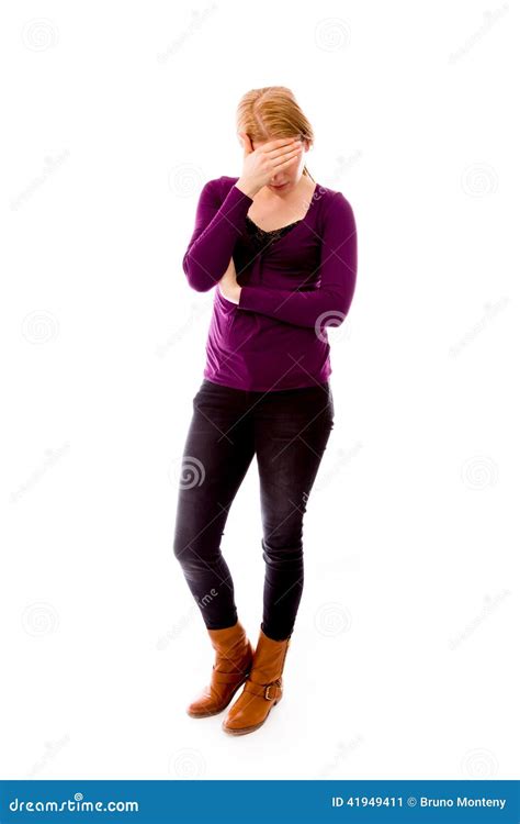 Young Woman Covering Her Face With Her Hands Stock Image Image Of Years Young 41949411
