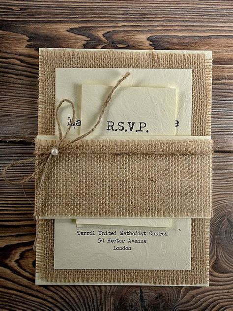 Custom Listing 100 Rustic Burlap Wedding Invitation County Style