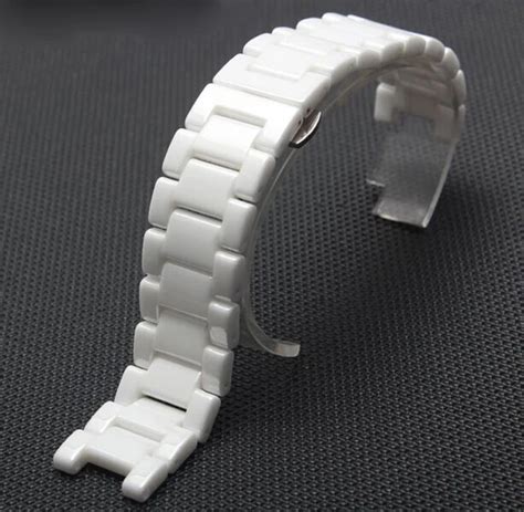 White Watchband Ceramic Watch Bands 20mm Strap Concave Interface 10mm Butterfly Buckle For