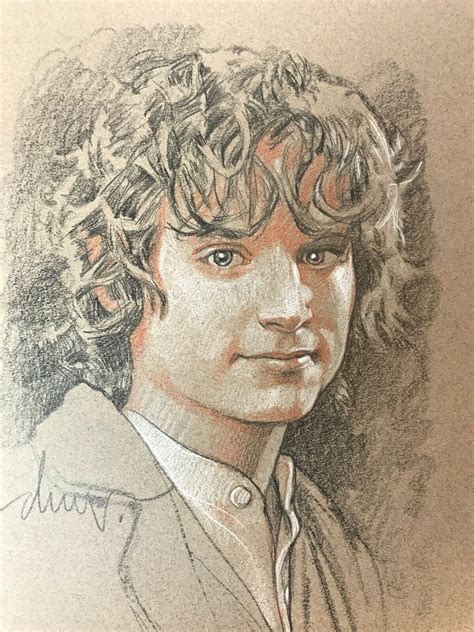 Original Drew Struzan Lord Of The Rings Frodo Drawing Lord Of The