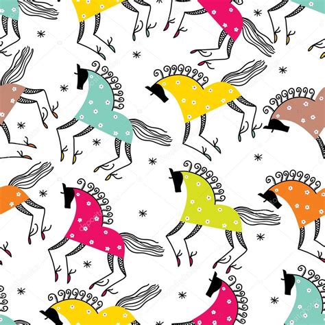 Colorful Horses Pattern — Stock Vector © Vyazovskaya 64734579