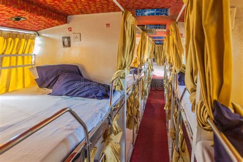 Bhopal India February 5 2017 Interior Of A Sleeper Bus In Ind