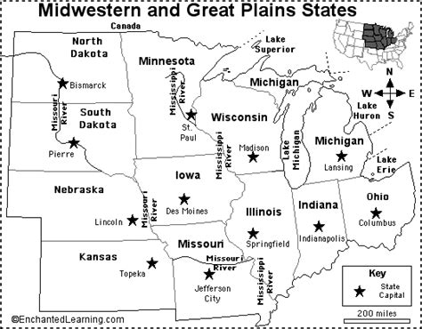 Blank Map Of Midwest States And Capitals