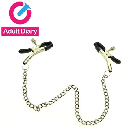 Adult Diary Bdsm Sex Metal Nipple Clamps With Chain Erotic Sex Toys For