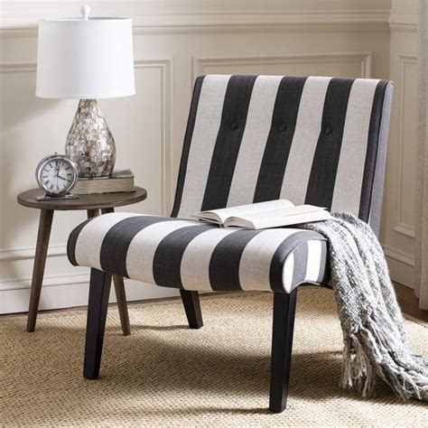 Bold Black And White Striped Accent Chair Simple Armless Seating For Sale Online Curvaceous Seat Dark Grey And Ivory Cream Living Room Seats 600x600 