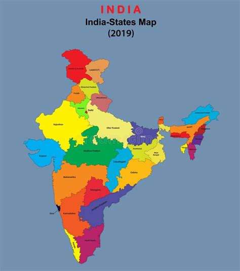 India State Map Vector Illustration India Map With All State Name