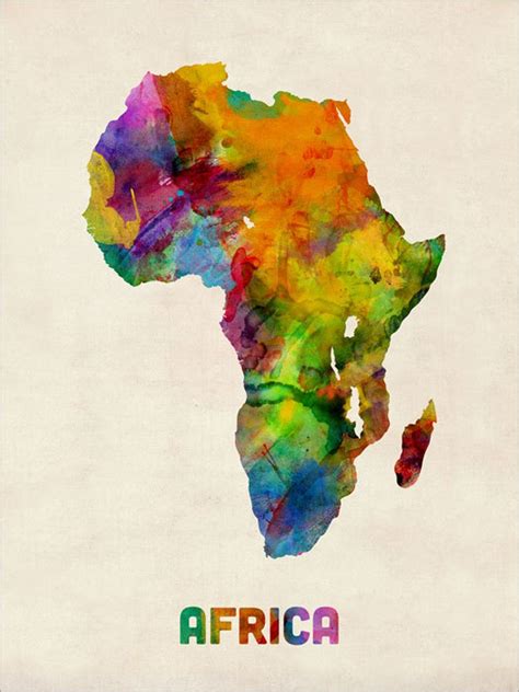 Africa Watercolor Map Art Print 571 Etsy