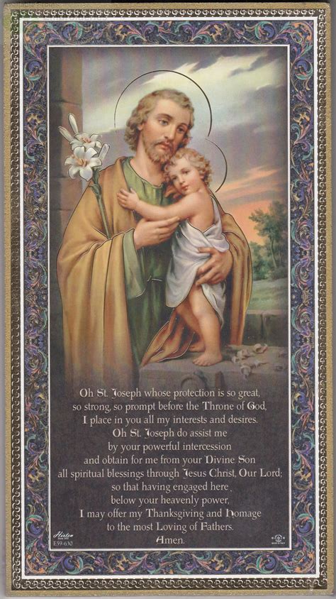 Gold Foiled Wood Prayer Plaque Saint Joseph Crafted In Italy