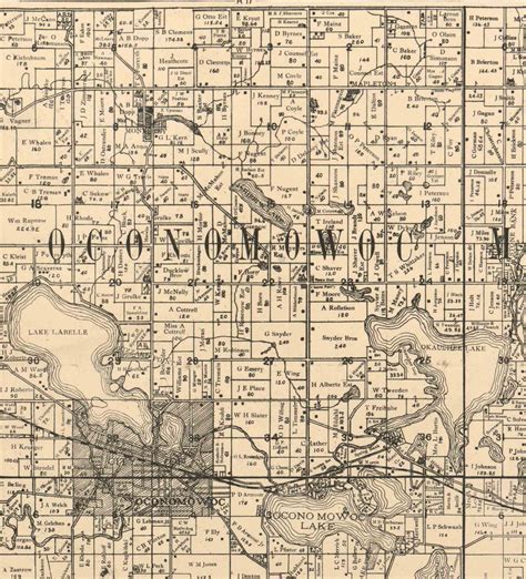 Waukesha County Wisconsin 1900 Old Wall Map Reprint With Etsy