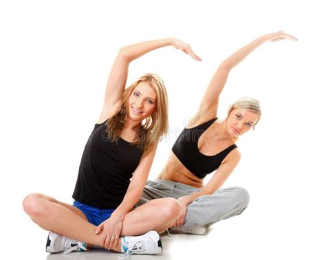 Two Women Doing Fitness Exercise Stock Image Image Of Thin Exercising 33356071